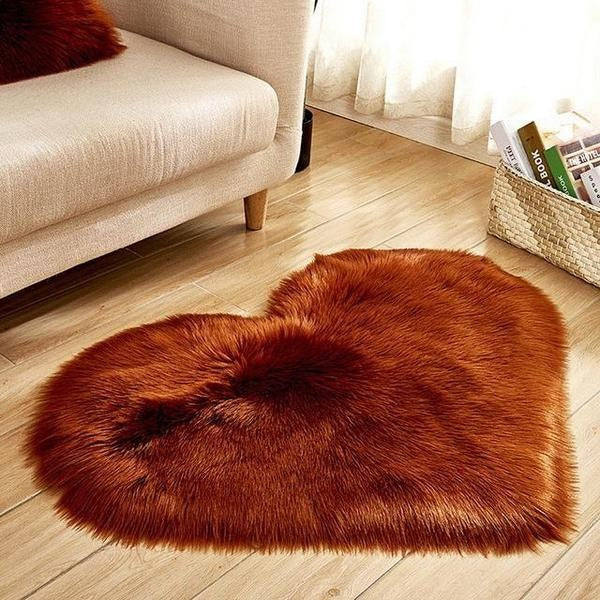Love Heart Shaped Faux Sheepskin Fur Rug | Stornfield