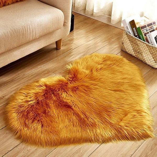 Love Heart Shaped Faux Sheepskin Fur Rug | Stornfield