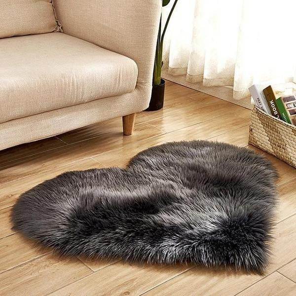 Love Heart Shaped Faux Sheepskin Fur Rug | Stornfield