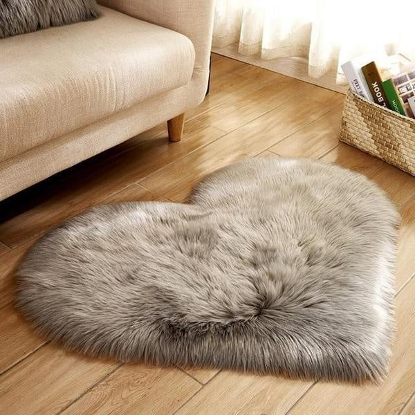 Love Heart Shaped Faux Sheepskin Fur Rug | Stornfield