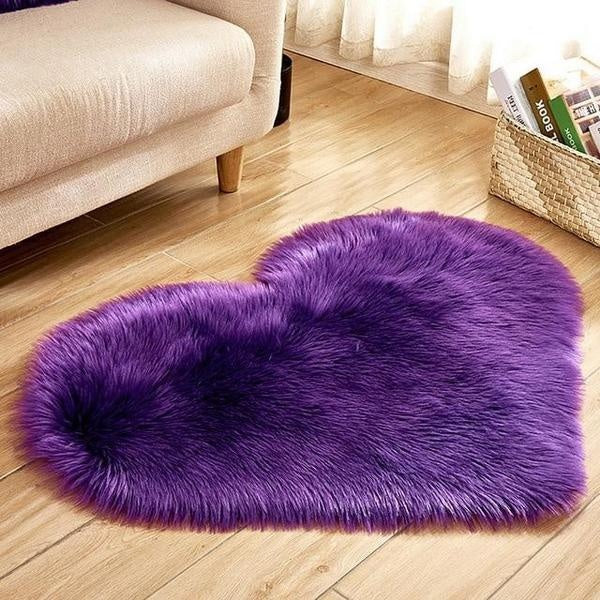 Love Heart Shaped Faux Sheepskin Fur Rug | Stornfield