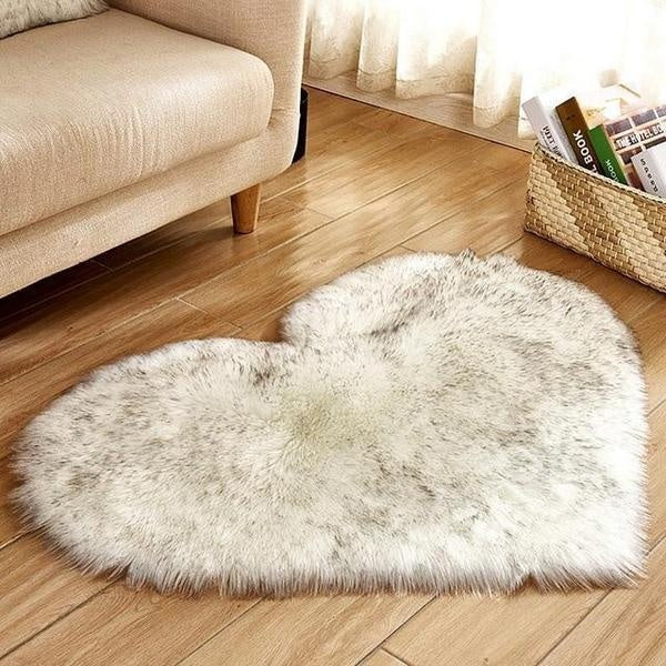 Love Heart Shaped Faux Sheepskin Fur Rug | Stornfield