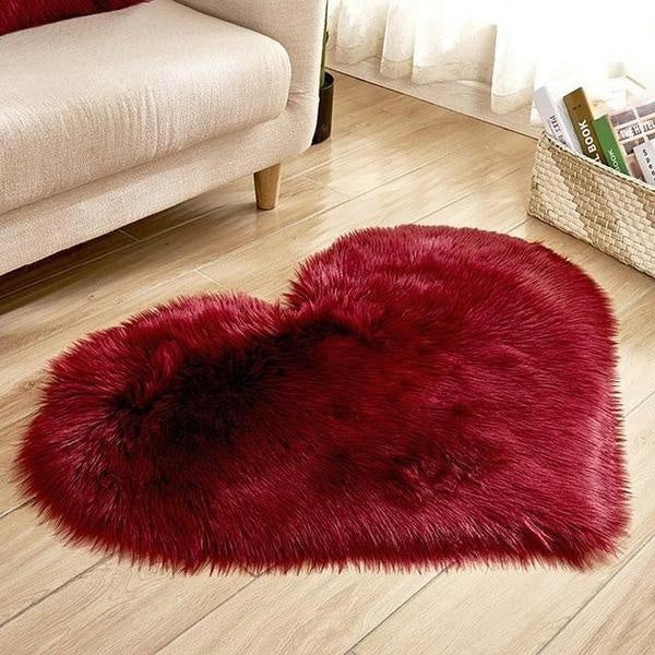 Love Heart Shaped Faux Sheepskin Fur Rug | Stornfield