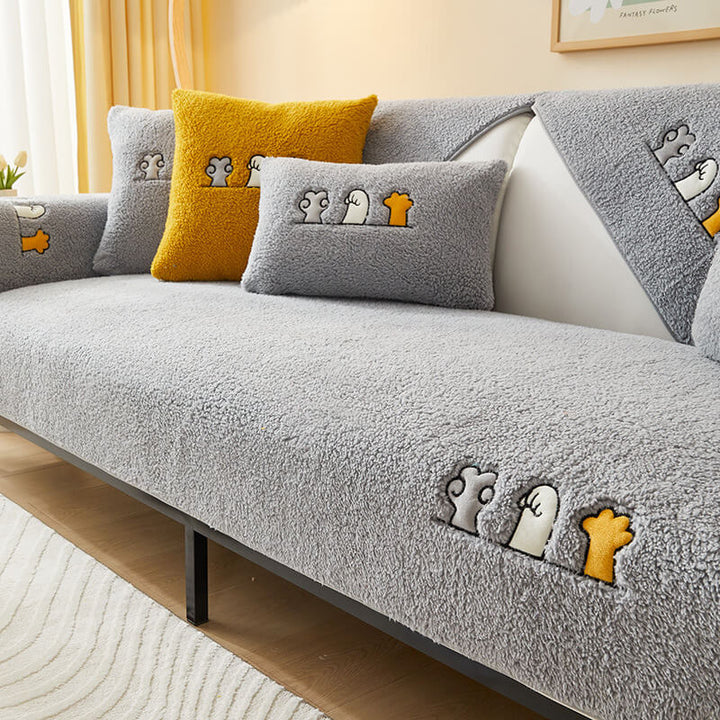 Lovely Cat's Paw Sherpa Fleece Anti-Slip Couch Cover | Stornfield
