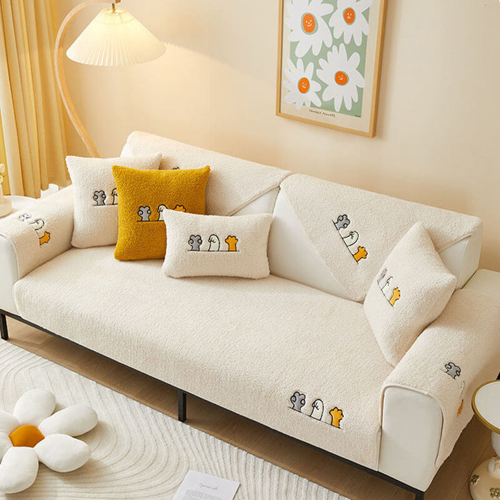 Lovely Cat's Paw Sherpa Fleece Anti-Slip Couch Cover | Stornfield