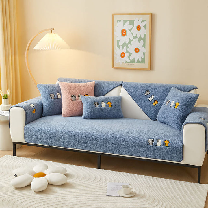 Lovely Cat's Paw Sherpa Fleece Anti-Slip Couch Cover | Stornfield
