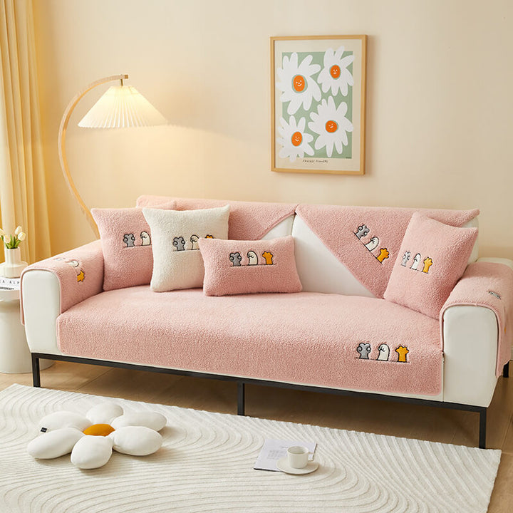 Lovely Cat's Paw Sherpa Fleece Anti-Slip Couch Cover | Stornfield