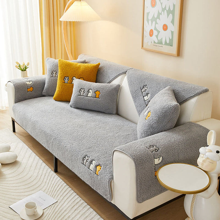 Lovely Cat's Paw Sherpa Fleece Anti-Slip Couch Cover | Stornfield