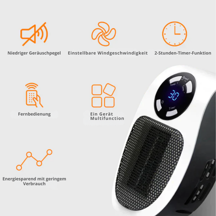 Electric heater with thermostat - Energy-efficient room heating, fast heating function, ideal for indoor use, overheat protection, compact and portable | Stornfield