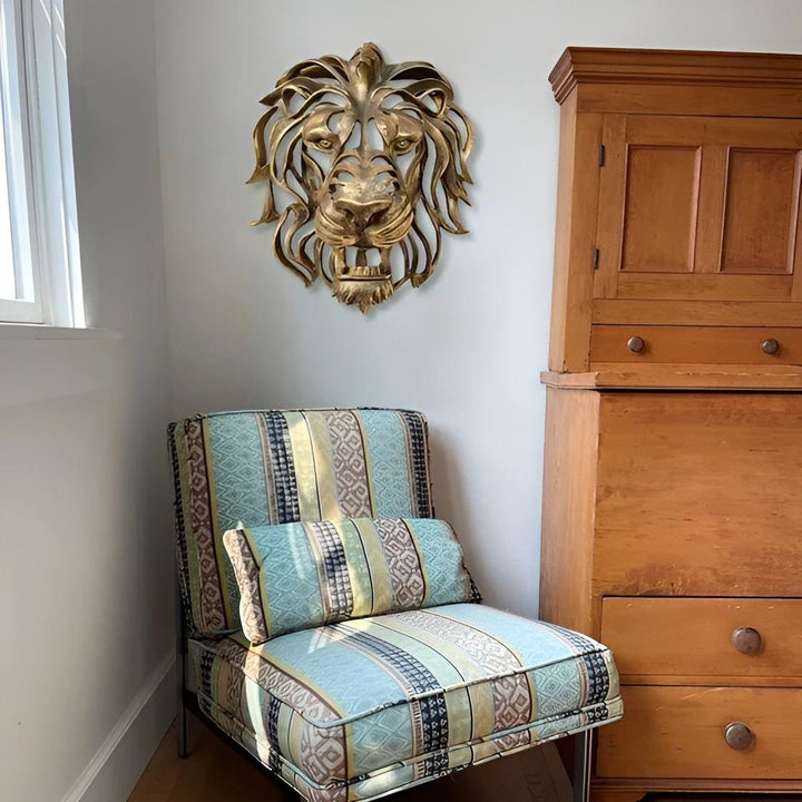 Exquisite Stornfield Gold-Plated Lion Head Wall Sculpture