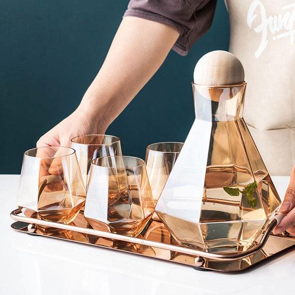 Luxury Diamond Shaped Jug and Drinking Glasses Set | Stornfield