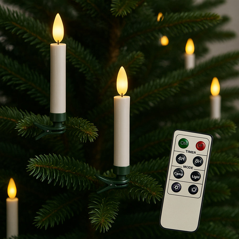 Wireless LED Christmas Tree Candles with Remote Control – 10, 20 or 30 Pieces. | Stornfield