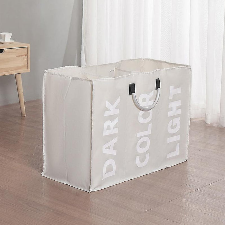 Laundry basket 3 compartments - foldable with handle - black, gray or light gray | Stornfield