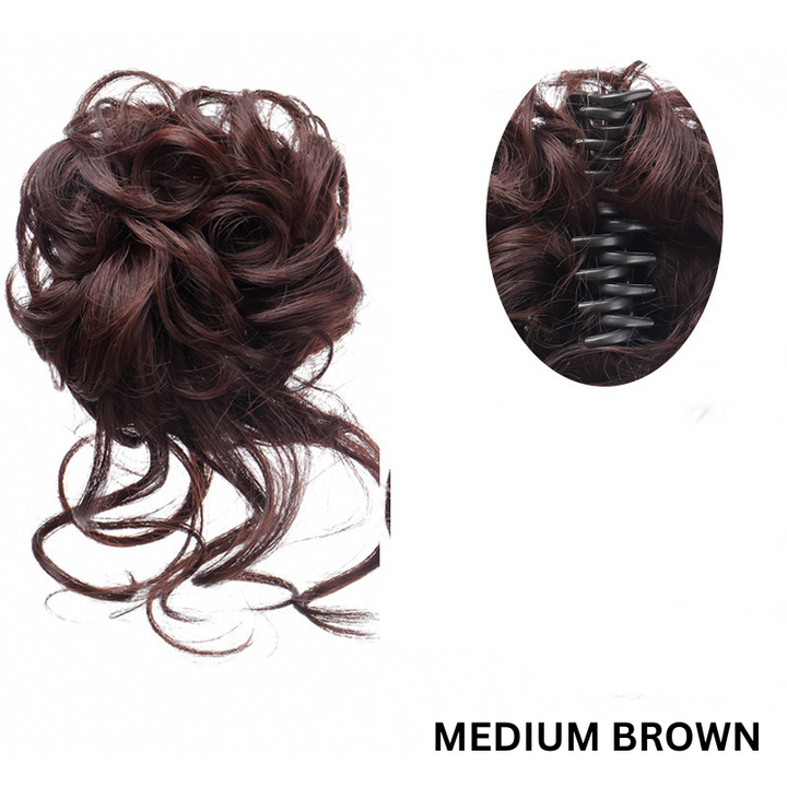 Messy Bun Hair Wavy Curly with Claw Clip Super Natural Look Stornfield
