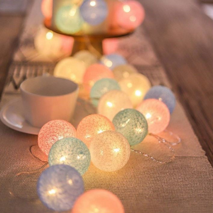 Cheerful Cotton Light Ball Garland - LumiBall | Stornfield