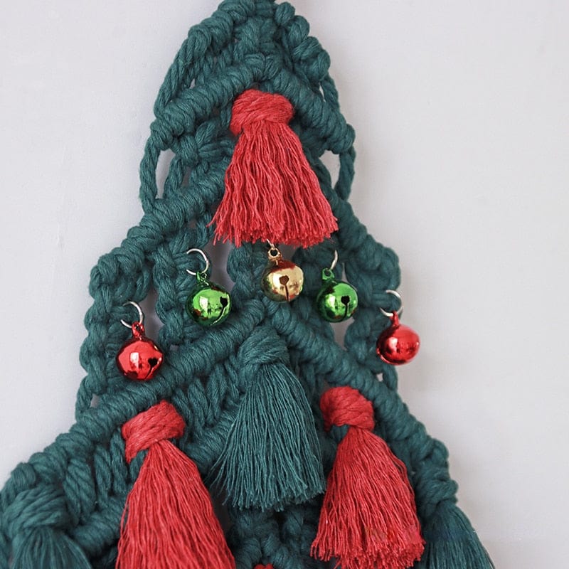 Macrame Red and Green Christmas Tree Wall Hanging Stornfield