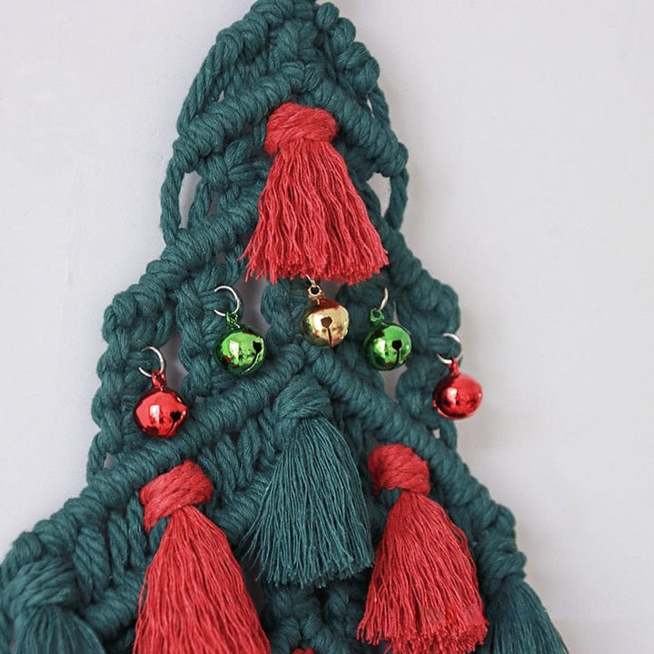 Macrame Red and Green Christmas Tree Wall Hanging Stornfield