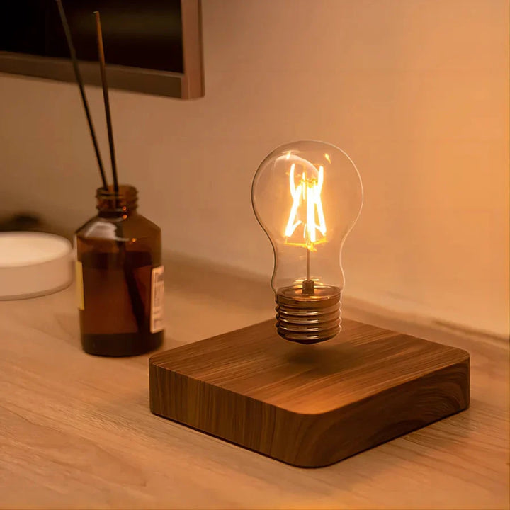 Floating Lightbulb with Walnut Wood Base - LevitaLux | Stornfield