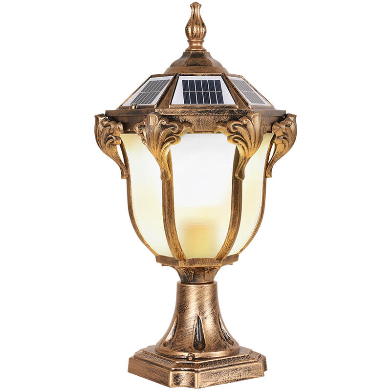 European Retro Die-Cast Aluminum Glass Solar Waterproof Outdoor Garden Landscape Column Light | Stornfield