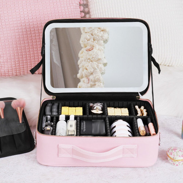 Travel Makeup Case with LED Light & Mirror Portable Stornfield