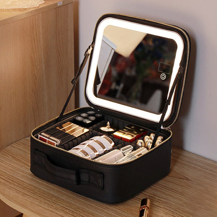 Travel Makeup Case with LED Light & Mirror Portable Stornfield