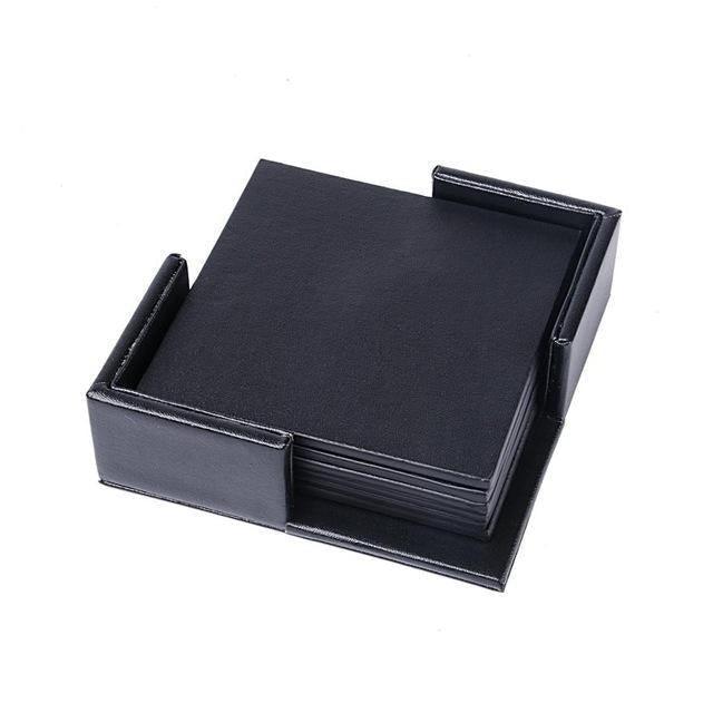 Stornfield | Coastline Vegan Leather Coaster Set | Marble Look | Stylish Surface Protection