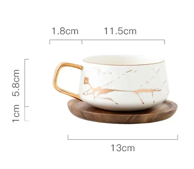 Stornfield | Marble Pattern Coffee Cup with Gold Decoration