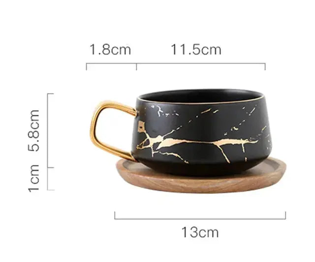 Stornfield | Marble Pattern Coffee Cup with Gold Decoration