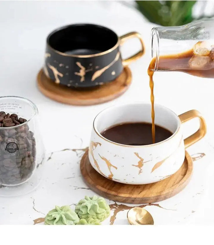 Stornfield | Marble Pattern Coffee Cup with Gold Decoration