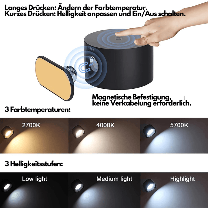 Stornfield | 360° Rechargeable Wireless Wall Lamp | Versatile LED Lighting Solution