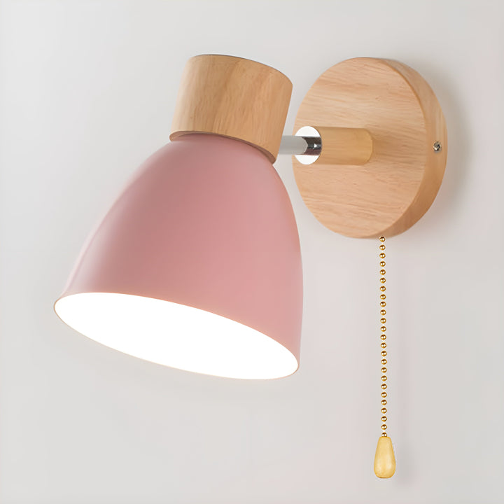 Stornfield | Nordic Wooden Wall Lamp with Switch for Bedroom