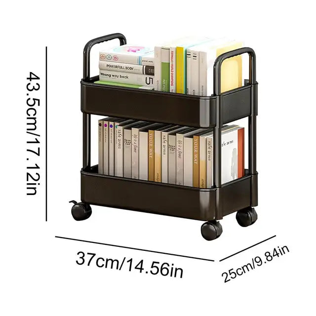 Mobile Bookshelf Cart with Wheels | Book Storage and Organizer - Dalton | Stornfield