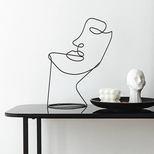 Modern Abstract Single Line Face Head Decorative Art | Stornfield