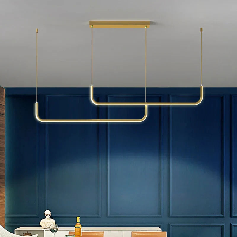 Modern Gold Chandelier for Dining Room and Living Room – Minimalist Design with Adjustable LED Pendants | Stornfield