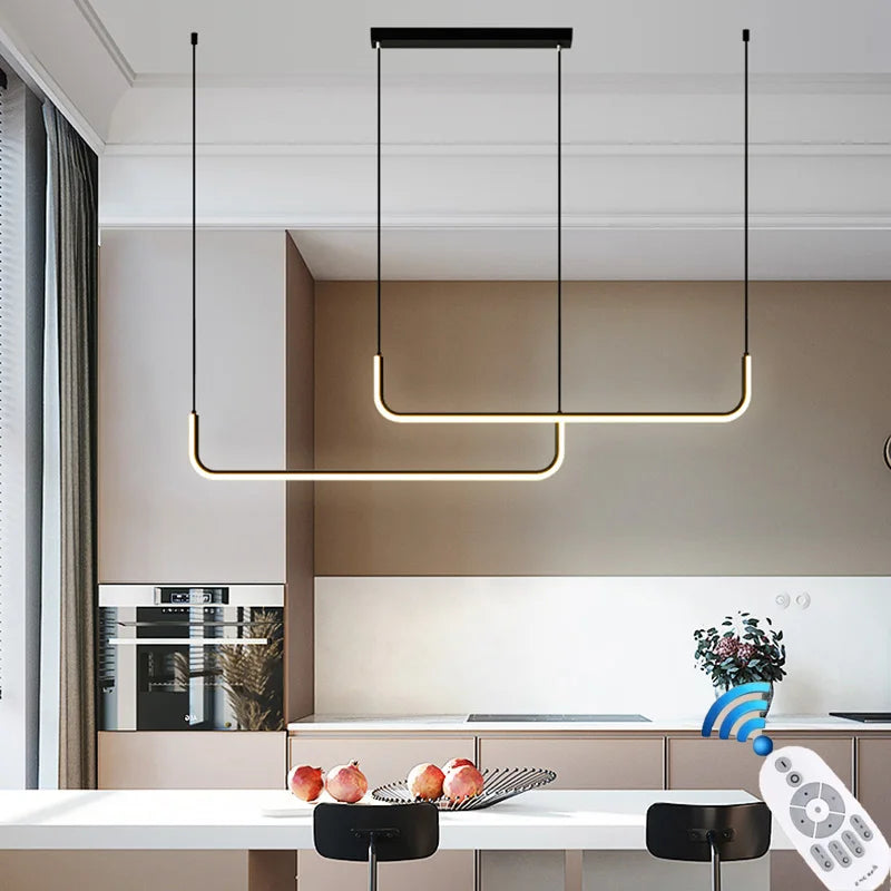 Modern Gold Chandelier for Dining Room and Living Room – Minimalist Design with Adjustable LED Pendants | Stornfield