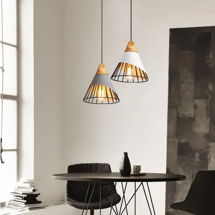 Modern Pendant Lights – Stylish Hanging Light made of Wood and Metal for Dining Room and Kitchen | Stornfield