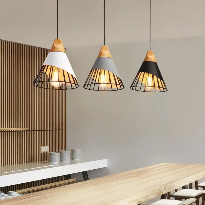 Modern Pendant Lights – Stylish Hanging Light made of Wood and Metal for Dining Room and Kitchen | Stornfield