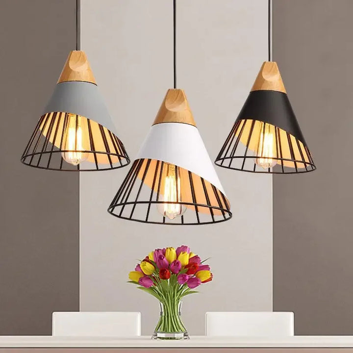 Modern Pendant Lights – Stylish Hanging Light made of Wood and Metal for Dining Room and Kitchen | Stornfield