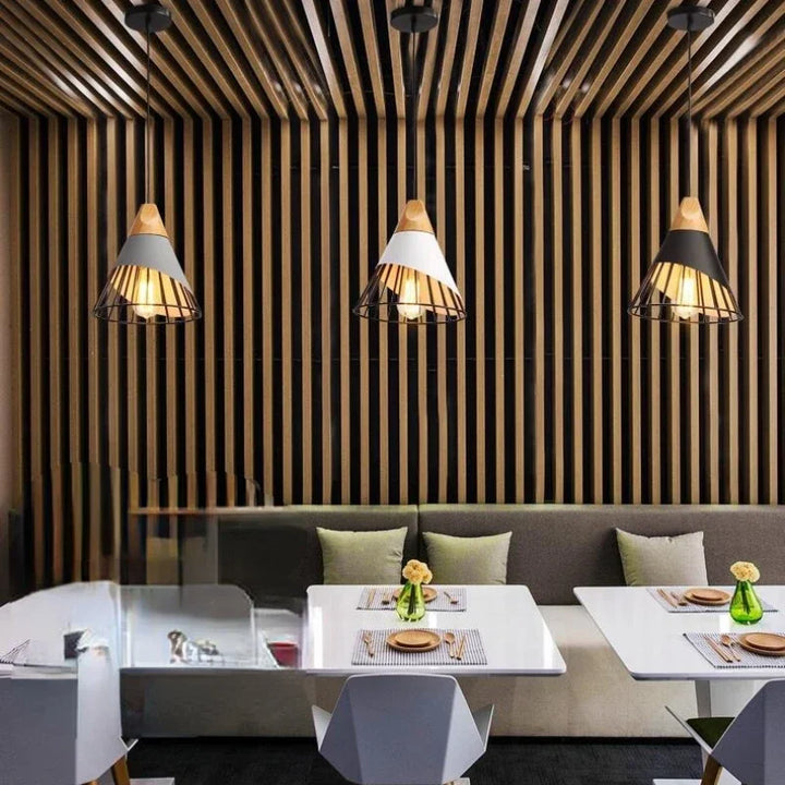 Modern Pendant Lights – Stylish Hanging Light made of Wood and Metal for Dining Room and Kitchen | Stornfield