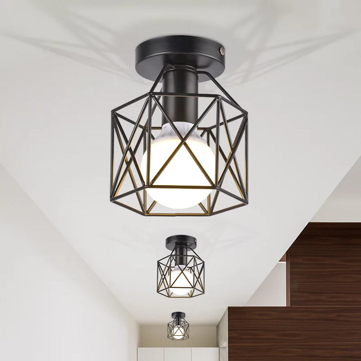 Black ceiling light in industrial style – forged metal for living room & hallway | Stornfield