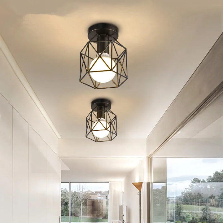 Black ceiling light in industrial style – forged metal for living room & hallway | Stornfield