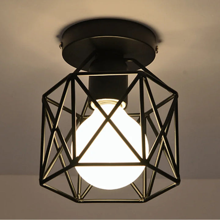Black ceiling light in industrial style – forged metal for living room & hallway | Stornfield