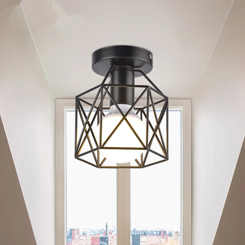 Black ceiling light in industrial style – forged metal for living room & hallway | Stornfield