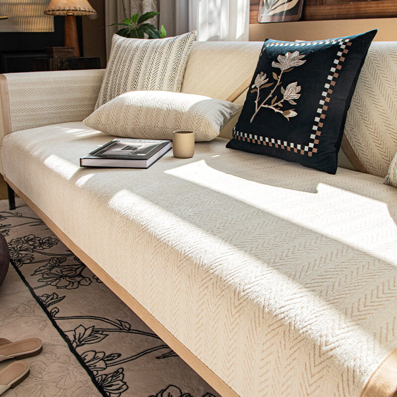 Modern Chenille Fabric Anti-Scratch Non-Slip Couch Cover | Stornfield