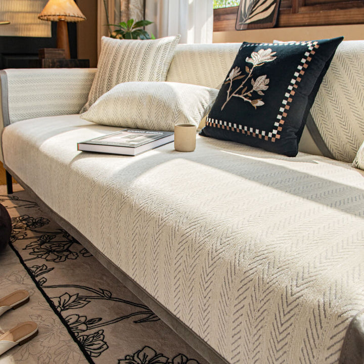 Modern Chenille Fabric Anti-Scratch Non-Slip Couch Cover | Stornfield