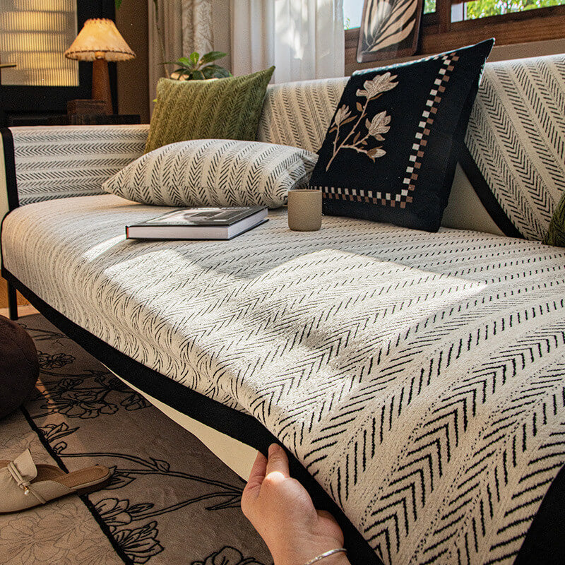 Modern Chenille Fabric Anti-Scratch Non-Slip Couch Cover | Stornfield