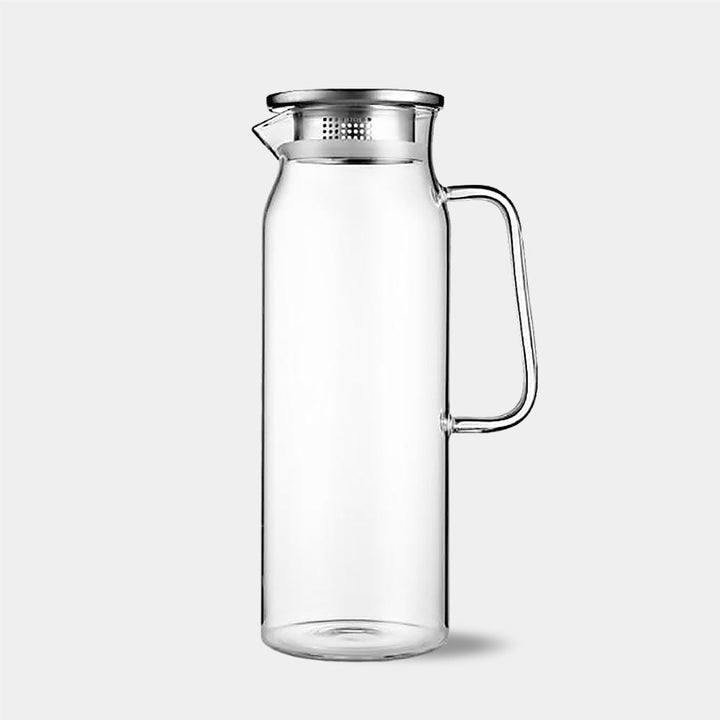 Modern Glass Water Pitcher – Heat-Resistant Jug with Stainless Steel Lid | Stornfield