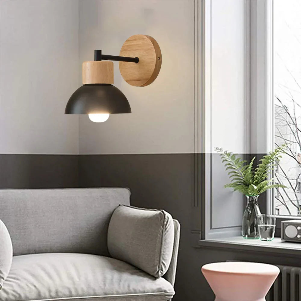Modern wall lamp made of wood and metal for living room or bedroom - Scandinavian design | Stornfield