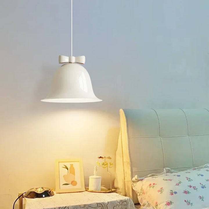 Modern bell-shaped pendant light with bow, designer hanging lamp for dining room & kitchen | Stornfield