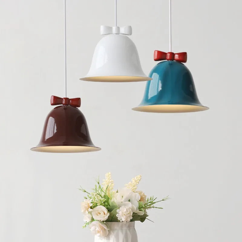 Modern bell-shaped pendant light with bow, designer hanging lamp for dining room & kitchen | Stornfield
